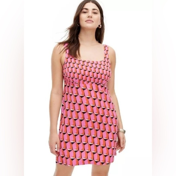 DVF Diane Von Furstenberg for Target 90's Shift Pink Modern Geo Mini Dress 17 - Picture 1 of 9